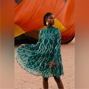 OLIPHANT Smoked SILK Mini AURORA Dress TEAL Size Large